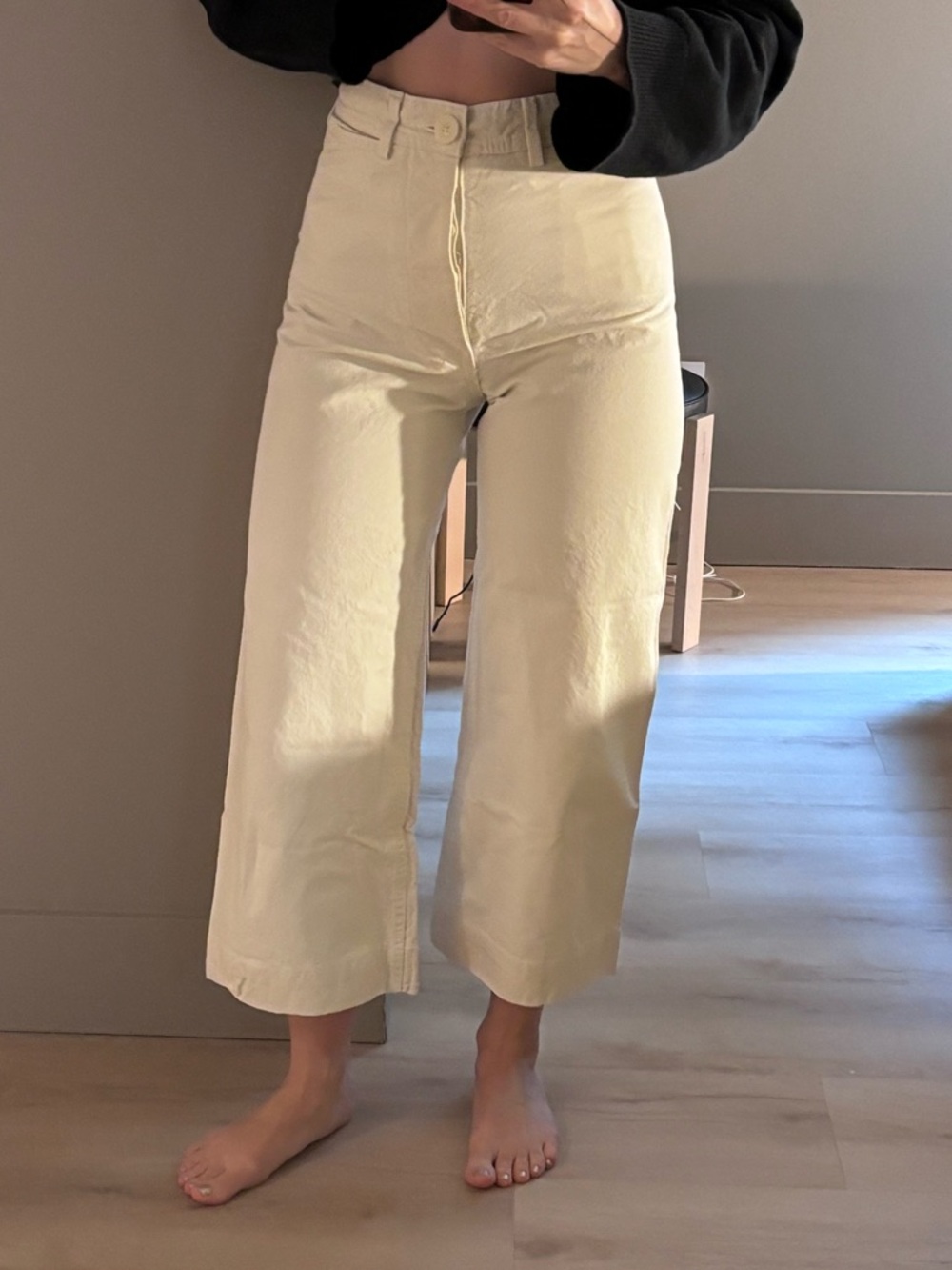 Jesse Kamm Cream Cropped Wide-Leg Pants